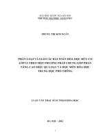 Phân loại và giải các bài toán hóa học hữu cơ lớp 12 theo một phương pháp chung góp phần nâng cao hiệu quả dạy và học môn Hóa học trung học phổ thông