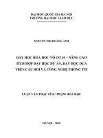 Dạy học hóa học vô cơ 10-nâng cao tích hợp dạy học dự án, dạy học dựa trên câu hỏi và công nghệ thông tin