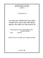 Xây dựng quy trình giảng dạy phần tổ hợp lớp 11 trung học phổ thông theo hướng tiếp cận chuẩn quốc tế