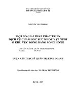Một số giải pháp phát triển dịch vụ chăm sóc sức khỏe vật nuôi ở khu vực đồng bằng sông Hồng