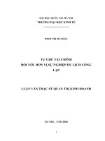 Tự chủ tài chính đối với đơn vị sự nghiệp du lịch công lập