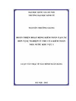 Hoàn thiện hoạt động kiểm toán tại các đơn vị sự nghiệp có thu của kiểm toán Nhà nước khu vực 1