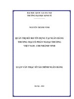 Quản trị rủi ro tín dụng tại Ngân hàng Thương mại cổ phần Ngoại thương Việt Nam - chi nhánh Vinh