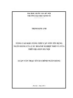 Nâng cao khả năng tiếp cận vốn tín dụng ngân hàng của các doanh nghiệp nhỏ và vừa trên địa bàn Hà Nội
