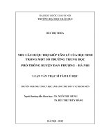 Nhu cầu được trợ giúp tâm lý của học sinh trong một số trường trung học phổ thông huyện Đan Phượng - Hà Nội