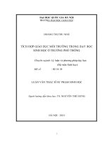 Tích hợp giáo dục môi trường trong dạy học sinh học ở trường phổ thông