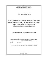 Nâng cao năng lực nhận thức của học sinh thông qua dạy học chương kim loại kiềm, kiềm thổ, nhôm chương trình Hóa học lớp 12 - Ban nâng cao