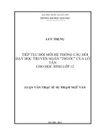 Tiếp tục đổi mới câu hỏi dạy học truyện ngắn  Thuốc của Lỗ Tấn cho học sinh lớp 12