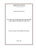 Các nhân tố ảnh hưởng đến thị trường vàng trong nền kinh tế Việt NamTT