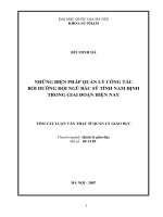 Những biện pháp quản lý công tác bồi dưỡng đội ngũ bác sỹ tỉnh Nam Định trong giai đoạn hiện nay