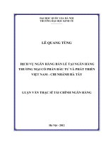 Dịch vụ ngân hàng bán lẻ tại Ngân hàng Thương mại cổ phần Đầu tư và Phát triển Việt Nam - chi nhánh Hà Tâytt