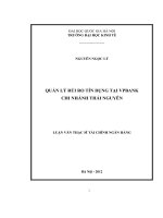 Quản lý rủi ro tín dụng tại VPBank chi nhánh Thái Nguyên