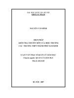 Biện pháp kiểm tra chuyên môn của hiệu trưởng các trường trung học phổ thông Thành phố Nam Định