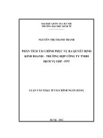 Phân tích tài chính phục vụ ra quyết định kinh doanh - trường hợp Công ty TNHH Dịch vụ ERP-FPT