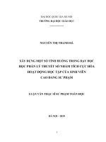 Xây dựng một số tình huống trong dạy học học phần lý thuyết số nhằm tích cực hóa hoạt động học tập của sinh viên cao đẳng sư phạm