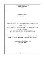 Biện pháp quản lý hoạt động giảng dạy, học tập các môn chuyên ngành tại trường Cao đẳng Du lịch Hà Nội trong giai đoạn hiện nay