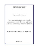 Phát triển hoạt động thanh toán bằng phương thức tín dụng chứng từ tại Ngân hàng Ngoại thương Việt Nam
