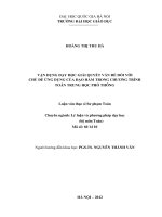 Vận dụng dạy học giải quyết vấn đề đối với chủ đề ứng dụng đạo hàm trong chương trình toán trung học phổ thông tt