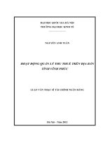 Hoạt động quản lý thu thuế trên địa bàn tỉnh Vĩnh Phúc