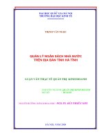 Quản lý ngân sách nhà nước trên địa bàn tỉnh Hà Tĩnh
