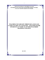 Nghiên cứu việc sử dụng trò chơi ngôn ngữ để dạy từ vựng cho sinh viên khối không chuyên năm thứ nhất ở trường CĐSP Nghệ An