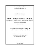Quản lý rủi ro tín dụng tại Ngân hàng Agribank – Trường hợp chi nhánh Từ Liêm