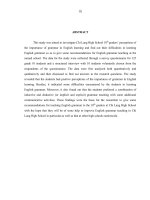 Nhận thức của học sinh lớp 10 trường THPT Chi Lăng về tầm quan trọng của ngữ pháp trong việc học tiếng Anh về những khó khăn của họ khi học ngữ pháp tiếng Anh