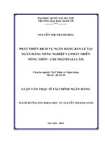 phát triển dịch vụ ngân hàng bán lẻ tại Ngân hàng Nông nghiệp và Phát triển Nông thôn - chi nhánh Gia Lâm