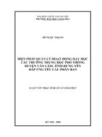 Biện pháp quản lý hoạt động dạy học các trường trung học phổ thông huyện Văn Lâm, tỉnh Hưng Yên đáp ứng yêu cầu phân ban