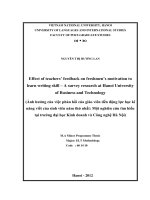 Effect of teachers' feedback on freshmen's motivation to learn writing skill - a survey research at Hanoi University of business and technology