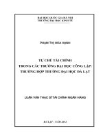 Tự chủ tài chính trong các trường đại học Công lập trường hợp trường Đại học Đà Lạt