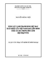 Năng lực cạnh tranh hàng dệt may xuất khẩu của Việt Nam sang Liên minh Châu Âu (EU) trong bối cảnh hội nhập WTO
