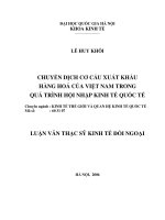 Chuyển dịch cơ cấu xuất khẩu hàng hóa của Việt Nam trong quá trình hội nhập kinh tế quốc tế