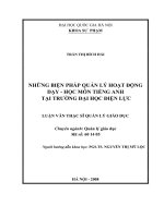 Những biện pháp quản lý hoạt động dạy - học môn tiếng Anh tại trường Đại học Điện Lực