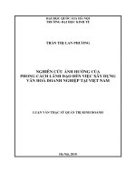 Nghiên cứu ảnh hưởng của phong cách lãnh đạo đến việc xây dựng văn hóa doanh nghiệp tại Việt Nam