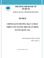 Tiểu luận môn tài chính tiền tệ CHÍNH SÁCH THƯƠNG MẠI VÀ PHÁT TRIỂN CON NGƯỜI MỘT QUAN ĐIỂM XUYÊN QUỐC GIA