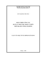 Hoàn thiện công tác quản lý thuế thu nhập cá nhân trên địa bàn tỉnh Lâm Đồng