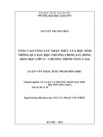 Nâng cao năng lực nhận thức của học sinh thông qua dạy học chương Crom, sắt, đồng (Hóa học lớp 12 - chương trình nâng cao