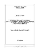 Biện pháp quản lý hoạt động giáo dục ngoài giờ lên lớp ở các trường trung học phổ thông huyện Phúc Thọ thành phố Hà Nội trong giai đoạn hiện nay