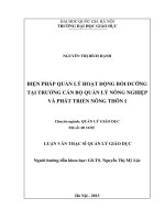 Biện pháp quản lý hoạt động bồi dưỡng tại Trường Cán bộ Quản lý Nông nghiệp và Phát triển nông thôn I
