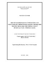 Một số giải pháp quản lý nhằm nâng cao chất lượng quá trình giáo dục đạo đức cho học sinh trường Trung học phổ thông Cẩm Lý huyện Lục Nam - tỉnh Bắc Giang