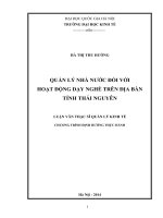 Quản lý Nhà nước đối với hoạt động dạy nghề trên địa bàn tỉnh Thái Nguyên
