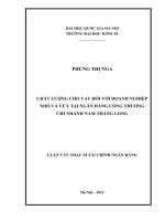 Chất lượng cho vay đối với doanh nghiệp nhỏ và vừa tại Ngân hàng Công thương chi nhánh Nam Thăng Long