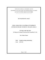 Using audio-visual materials to improve lower secondary students' speaking skills = Sử dụng tư liệu nghe - nhìn để nâng cao kỹ năng nói cho học sinh trung học cơ sở