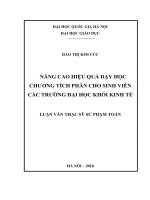 Nâng cao hiệu quả dạy học chương tích phân cho sinh viên các trường đại học khối kinh tế