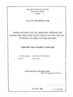 Những giải pháp chủ yếu nhằm phát triển đội ngũ giảng viên tiếng nước ngoài trong tình hình hiện nay ở trường cao đẳng sư phạm Nam Định