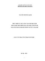 Phát triển tư duy sáng tạo cho học sinh trung học phổ thông qua dạy học chuyên đề  Giải toán bằng phương pháp vectơ và tọa độ