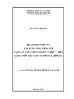 Hoạt động cho vay xây dựng nông thôn mới tại Ngân hàng Nông nghiệp và phát triển nông thôn Việt Nam chi nhánh Lâm Đồng