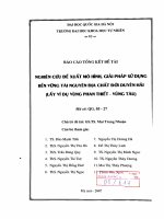 Nghiên cứu đề xuất mô hình, giải pháp sử dụng bền vững tài nguyên địa chất đới duyên hải ( lấy ví dụ vùng Phan Thiết - Vũng Tàu
