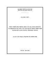 Phát triển hệ thống kết cấu hạ tầng kinh tế xã hội đáp ứng yêu cầu xây dựng nông thôn mới tại huyện Lạng Giang, tỉnh Bắc Giang